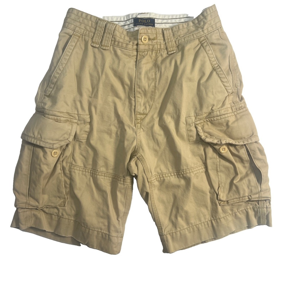 Polo Ralph Lauren Mens Cargo Shorts Beige 29 Cotton Hiking Wilderness Camping